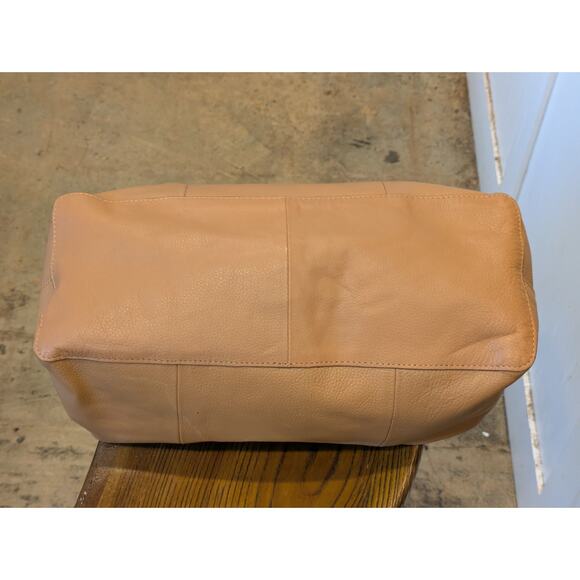 Lucky Brand Large Leather Satchel Tote VACHETTA Brown 0313DM0124 Chic Hobo - Picture 9 of 13